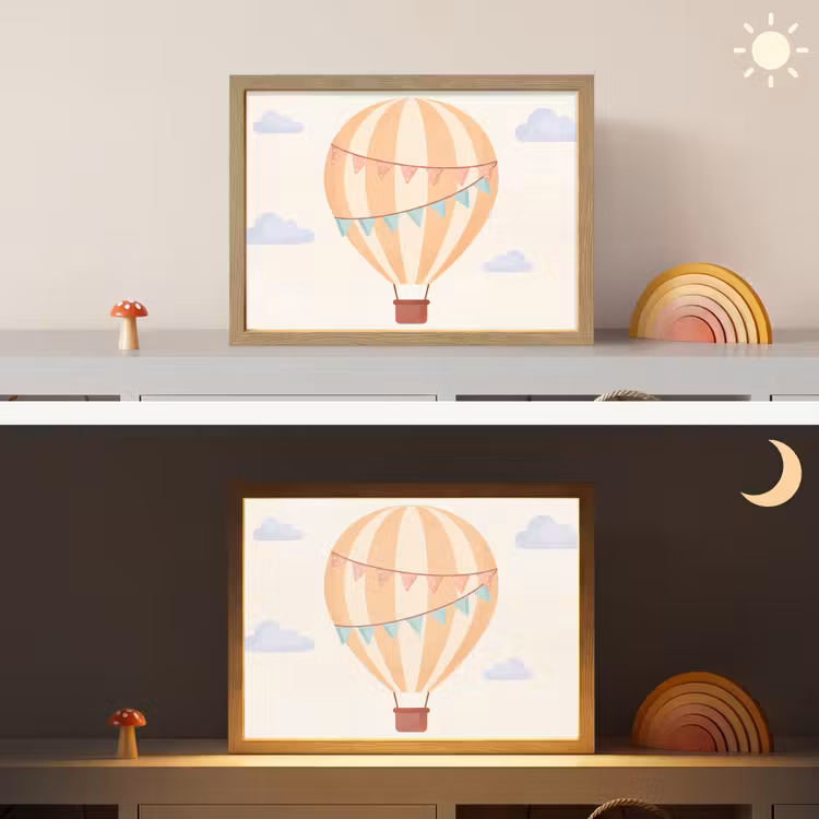 Nachtlicht Kinder - Heißluftballon – Wolken – Illustration – Sanft – Kinderzimmer — 6