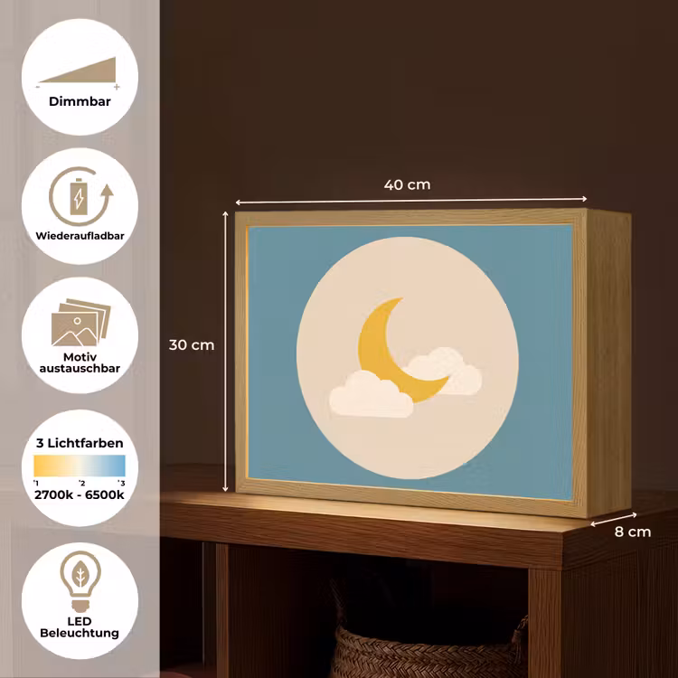 Nachtlicht Kinder - Mond – Wolken – Natur – Abstrakt – Gelb — 10