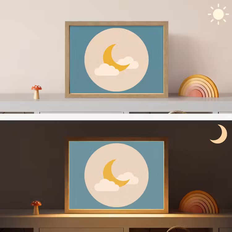 Nachtlicht Kinder - Mond – Wolken – Natur – Abstrakt – Gelb — 6