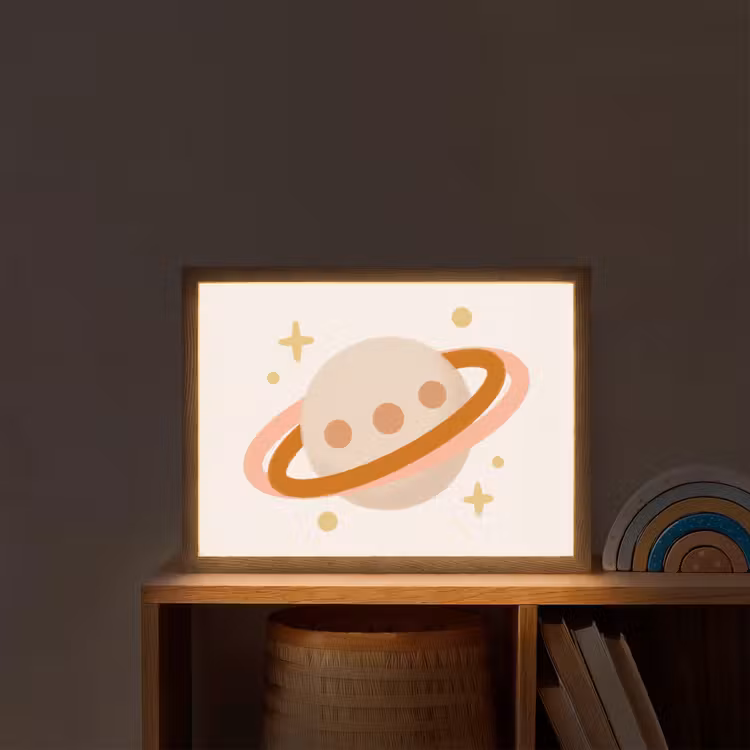Nachtlicht Kinder - Planet – Ringe – Weltraum – Illustration – Beige — 2