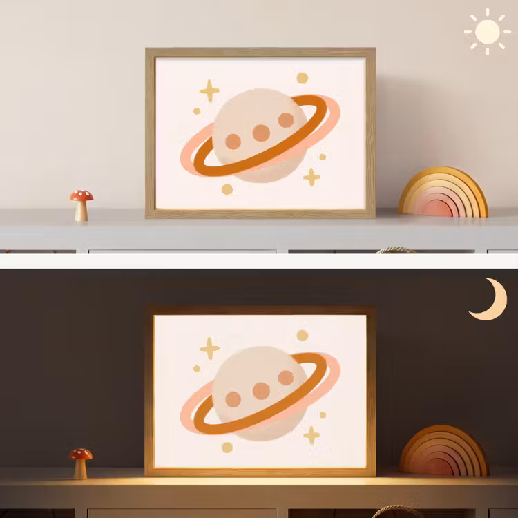 Nachtlicht Kinder - Planet – Ringe – Weltraum – Illustration – Beige — 6