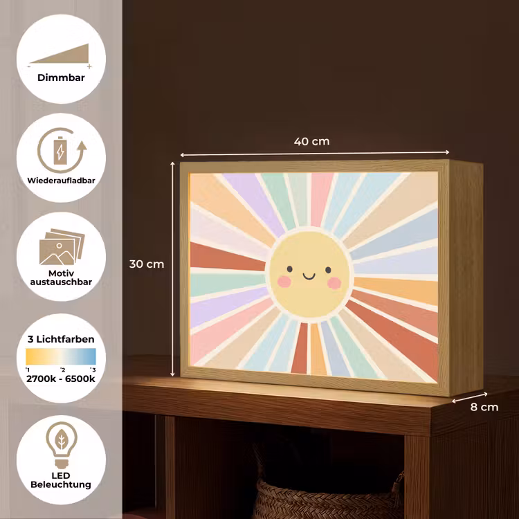Nachtlicht Kinder - Sonne – Strahlen – Fröhlich – Bunt – Abstrakt — 10