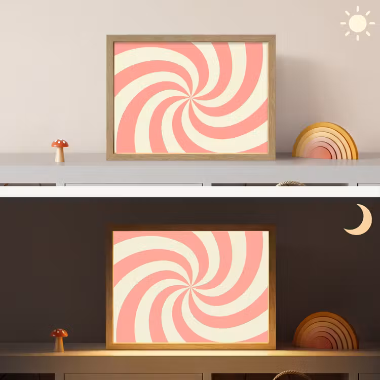 Nachtlicht Kinder - Spirale – Muster – Abstrakt – Rosa – Beige — 6
