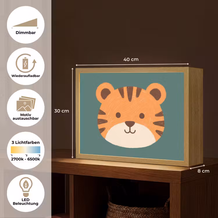 Nachtlicht Kinder - Tiere – Kopf – Orange – Illustration – Modern — 10