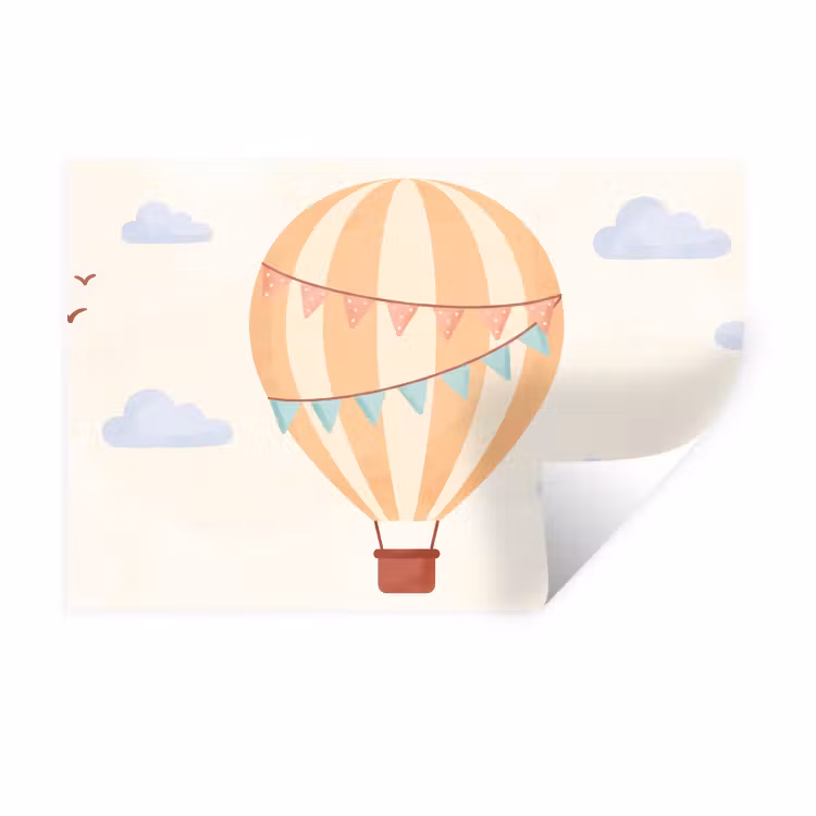 Wandtattoo – Heißluftballon – Wolken – Illustration – Sanft – Kinderzimmer — 1
