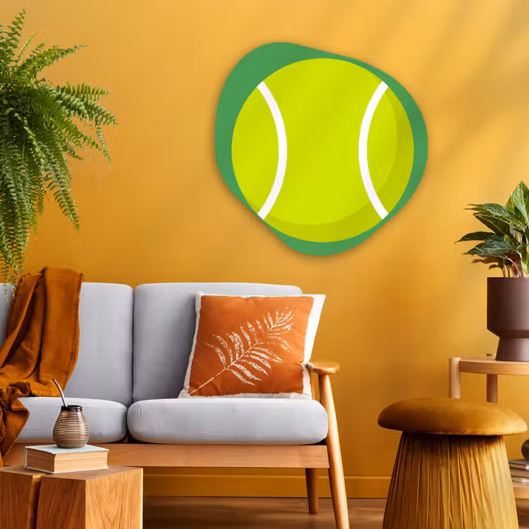 Alu-Dibond-Bild Organische Form - Ball – Gelb – Sport – Grün – Illustration — 3