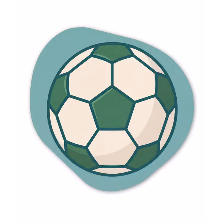 Alu-Dibond-Bild Organische Form - Fußball – Geometrisch – Sport – Illustration – Blaugrün — 1