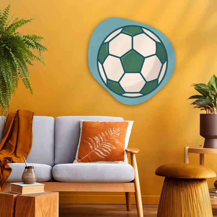 Alu-Dibond-Bild Organische Form - Fußball – Geometrisch – Sport – Illustration – Blaugrün — 3