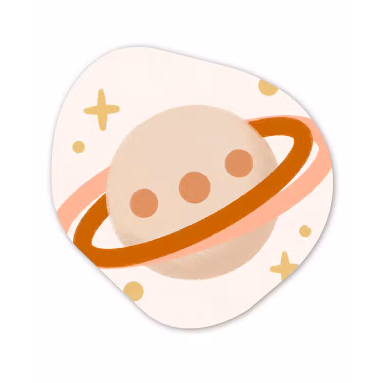 Alu-Dibond-Bild Organische Form - Planet – Ringe – Weltraum – Illustration – Beige — 1