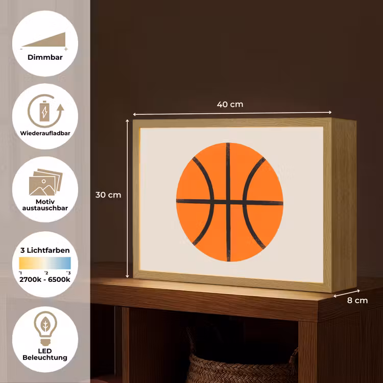 Nachtlicht Kinder - Basketball – Ball – Sport – Illustration – Orange — 10