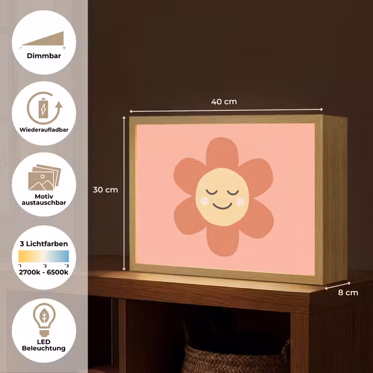 Nachtlicht Kinder - Blumen – Zeichentrickfilm – Kind – Rosa — 10