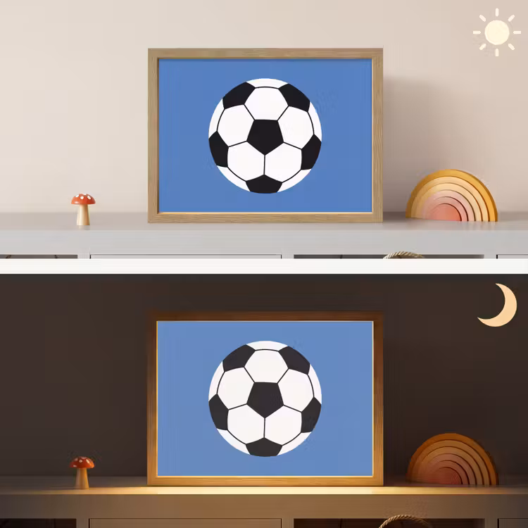 Nachtlicht Kinder - Fußball – Schwarz-Weiß – Sport – Illustration – Blau — 6