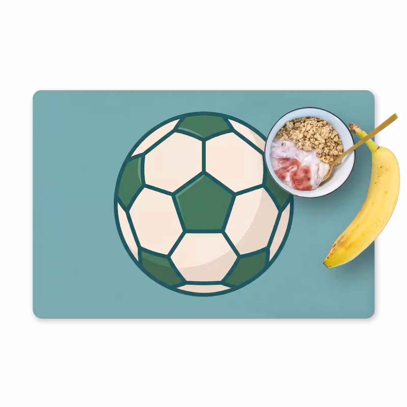 Tischset - 6 Stück - Fußball – Geometrisch – Sport – Illustration – Blaugrün — 1