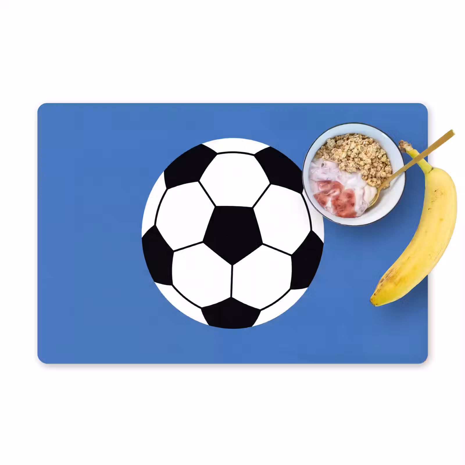 Tischset - 6 Stück - Fußball – Schwarz-Weiß – Sport – Illustration – Blau — 1