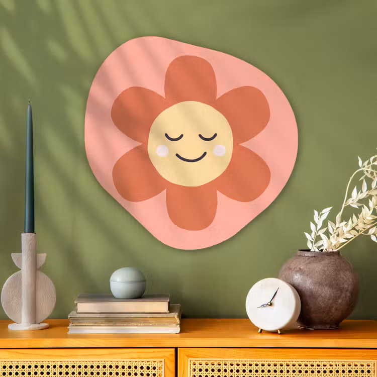 Alu-Dibond-Bild Organische Form - Blumen – Zeichentrickfilm – Kind – Rosa — 2