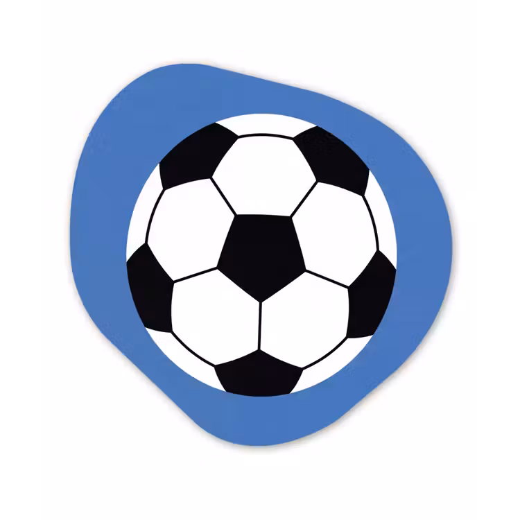 Alu-Dibond-Bild Organische Form - Fußball – Schwarz-Weiß – Sport – Illustration – Blau — 1