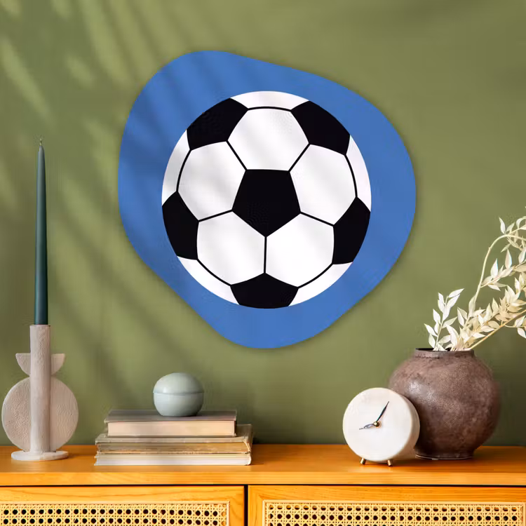 Alu-Dibond-Bild Organische Form - Fußball – Schwarz-Weiß – Sport – Illustration – Blau — 2