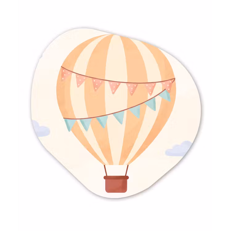 Forexbild Organische Form - Heißluftballon – Wolken – Illustration – Sanft – Kinderzimmer — 1