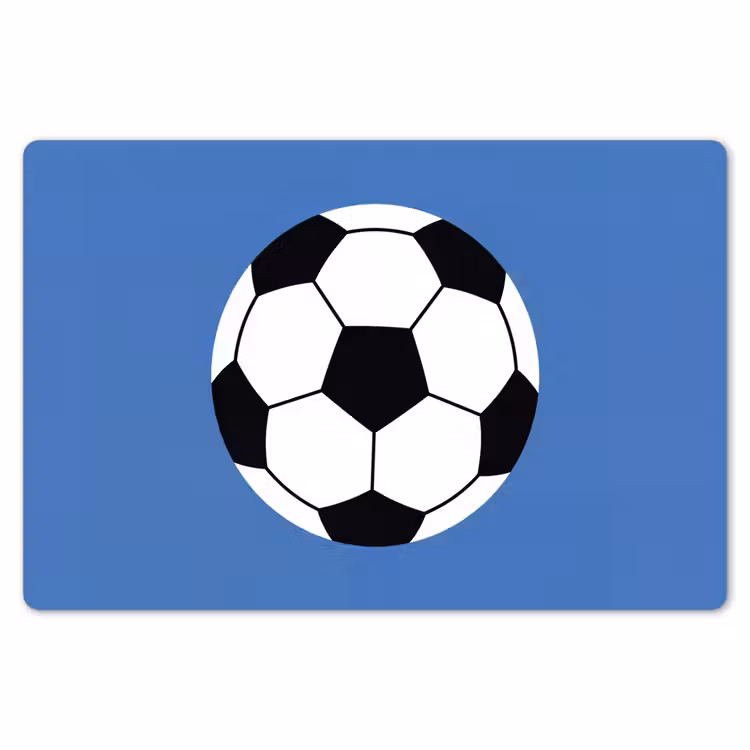 Tischset - 6 Stück - Fußball – Schwarz-Weiß – Sport – Illustration – Blau — 6
