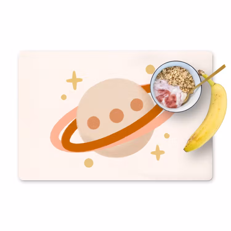 Tischset - 6 Stück - Planet – Ringe – Weltraum – Illustration – Beige — 1