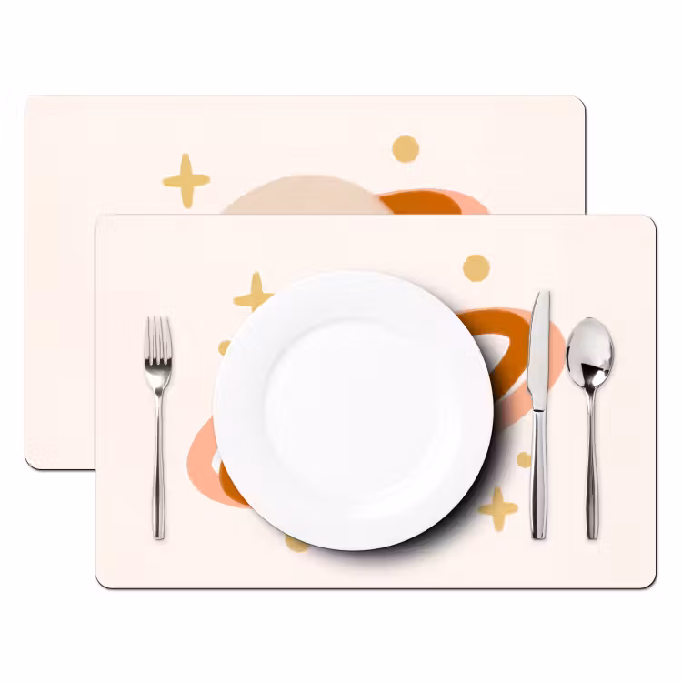 Tischset - 6 Stück - Planet – Ringe – Weltraum – Illustration – Beige — 2