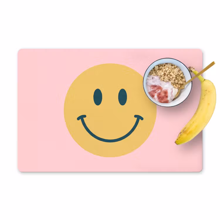 Tischset - 6 Stück - Smiley – Gelb – Rosa – Symbol – Minimalistisch — 1