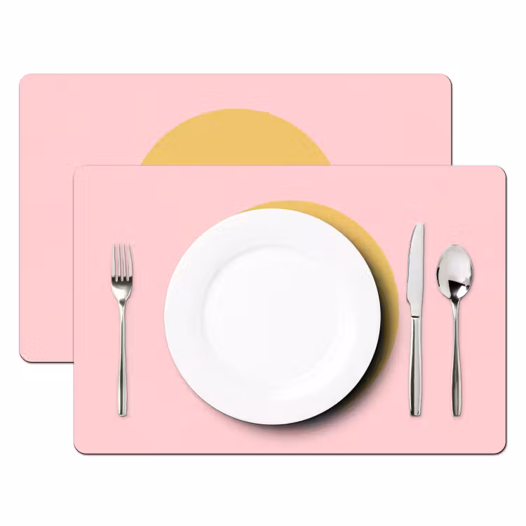 Tischset - 6 Stück - Smiley – Gelb – Rosa – Symbol – Minimalistisch — 2