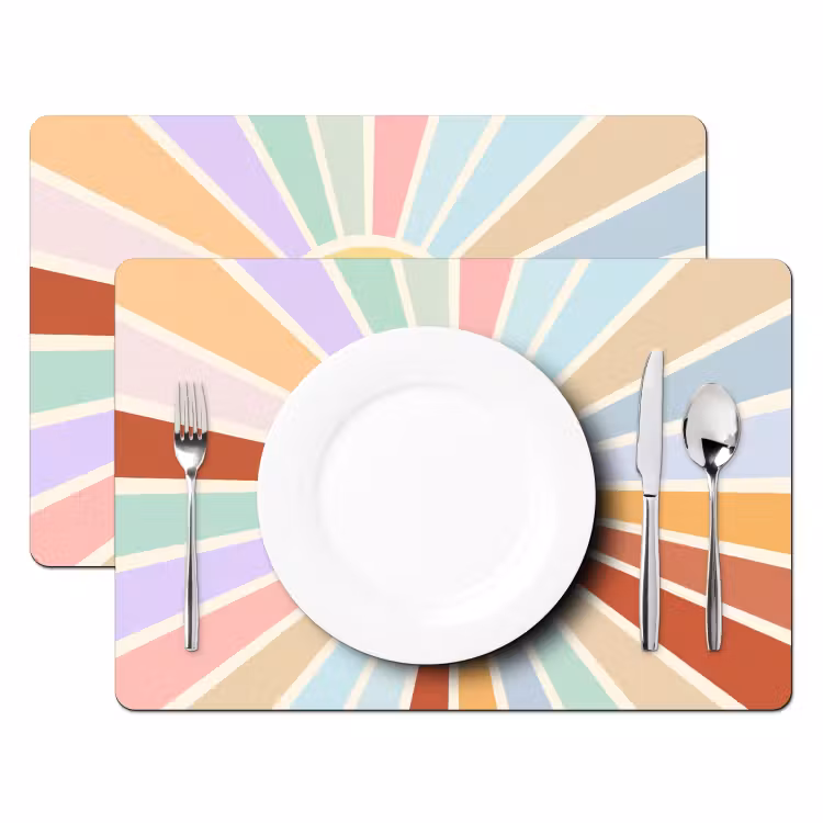 Tischset - 6 Stück - Sonne – Strahlen – Fröhlich – Bunt – Abstrakt — 2