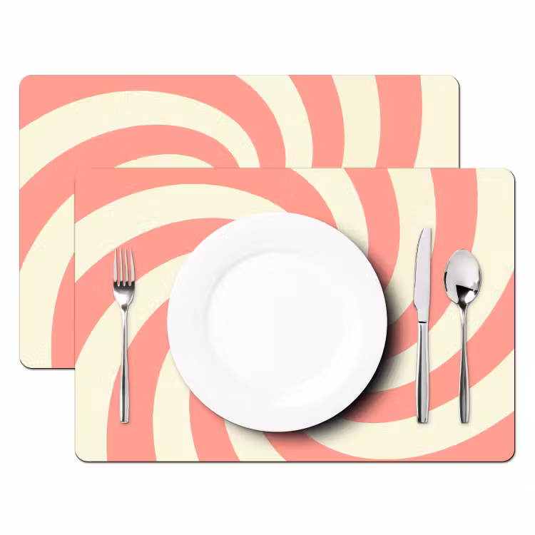 Tischset - 6 Stück - Spirale – Muster – Abstrakt – Rosa – Beige — 2