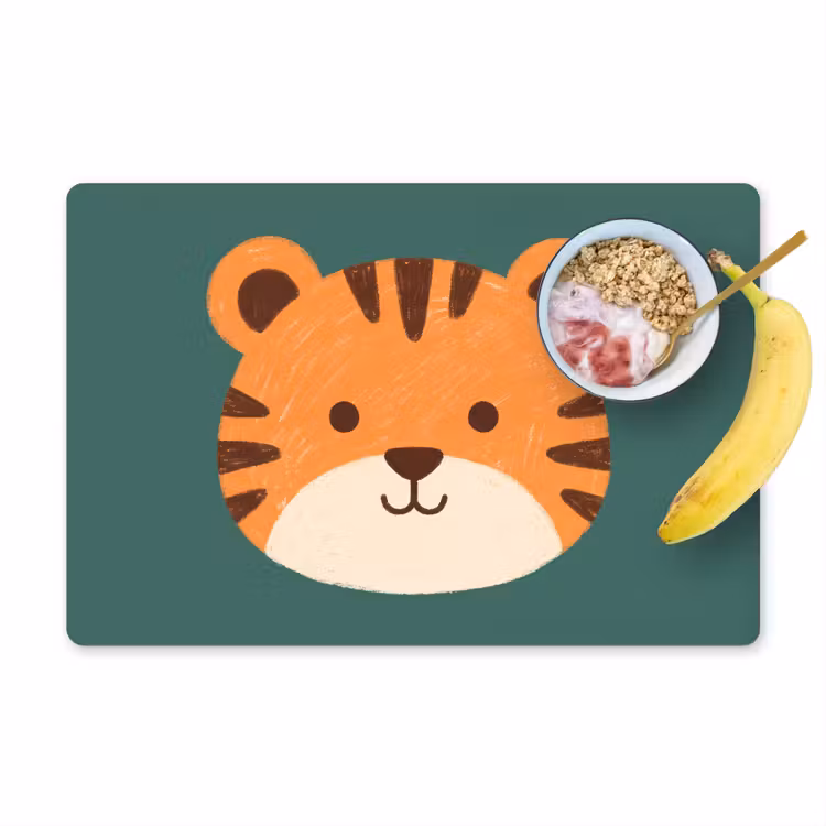 Tischset - 6 Stück - Tiere – Kopf – Orange – Illustration – Modern — 1