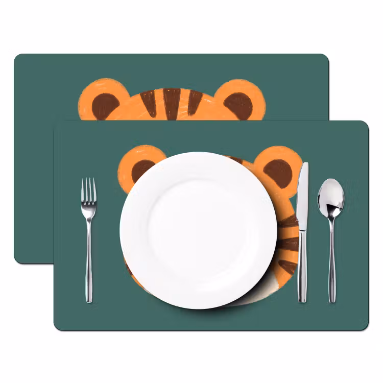 Tischset - 6 Stück - Tiere – Kopf – Orange – Illustration – Modern — 2