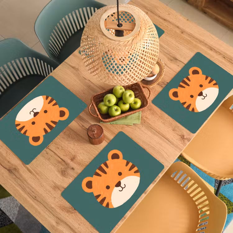 Tischset - 6 Stück - Tiere – Kopf – Orange – Illustration – Modern — 5