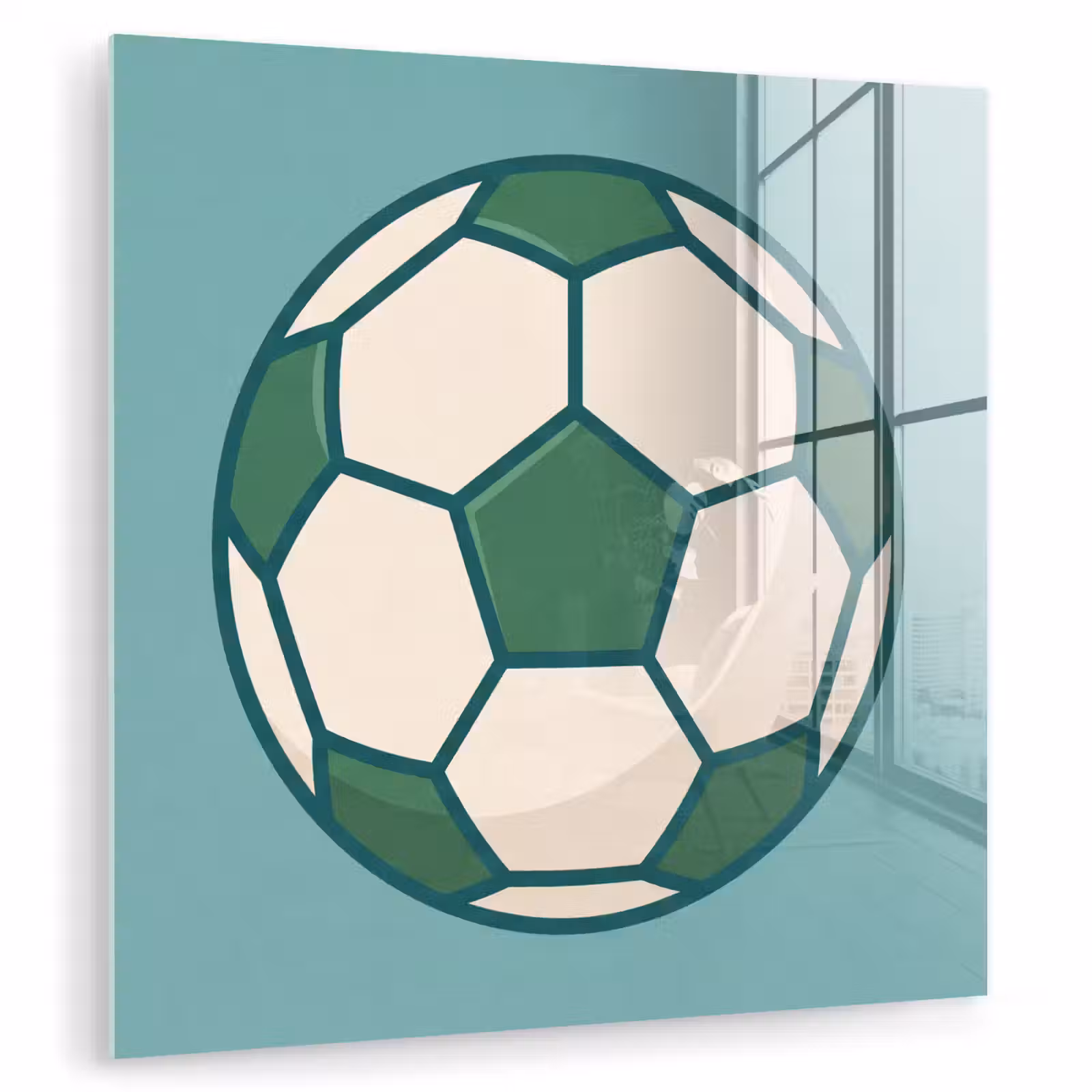Glasbild - Fußball – Geometrisch – Sport – Illustration – Blaugrün — 1