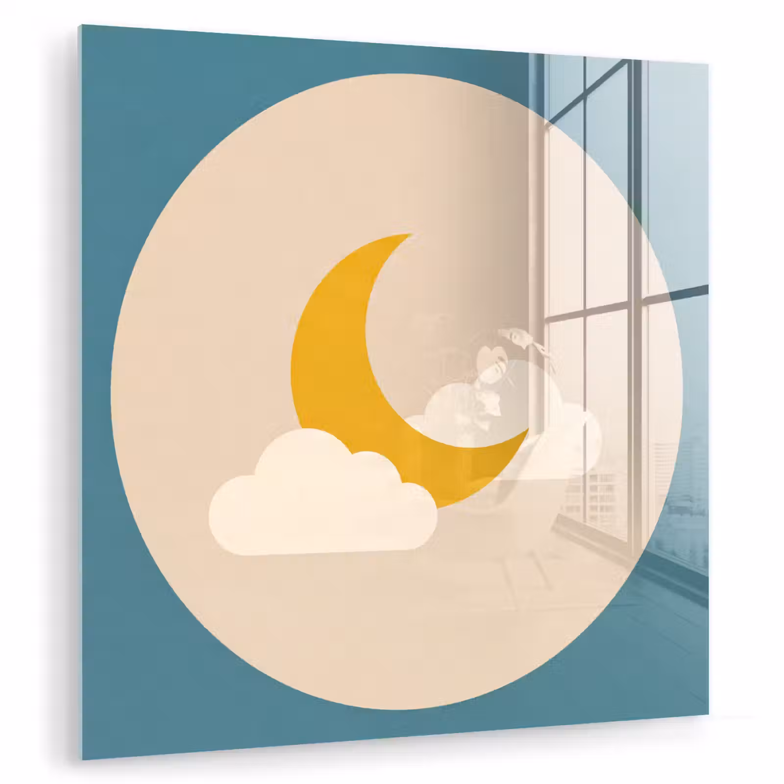 Glasbild - Mond – Wolken – Natur – Abstrakt – Gelb — 1