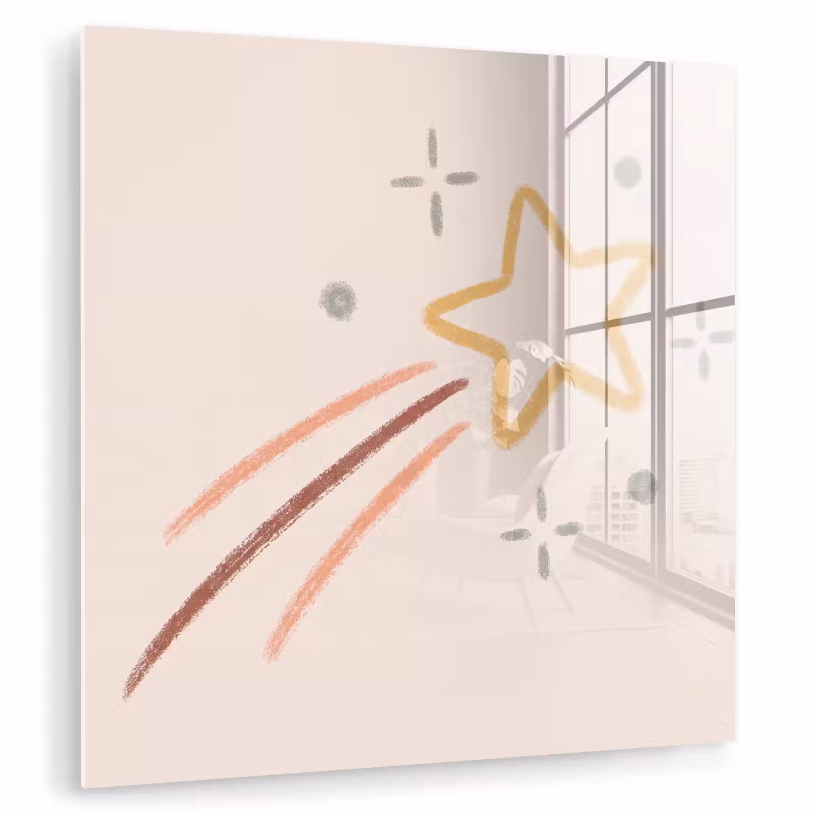 Glasbild - Stern – Fallend – Illustration – Pastell — 1