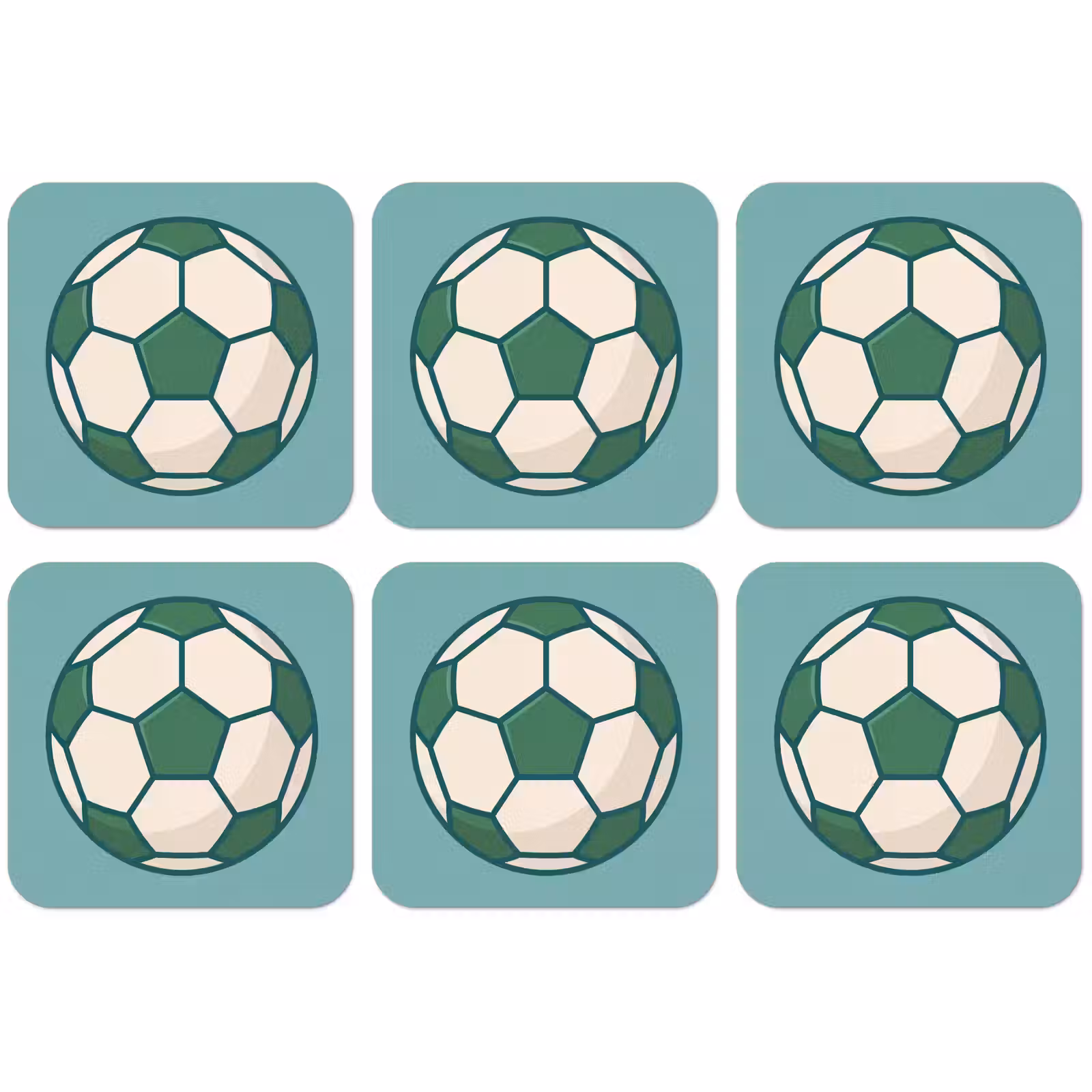 Untersetzer - Fußball – Geometrisch – Sport – Illustration – Blaugrün — 1