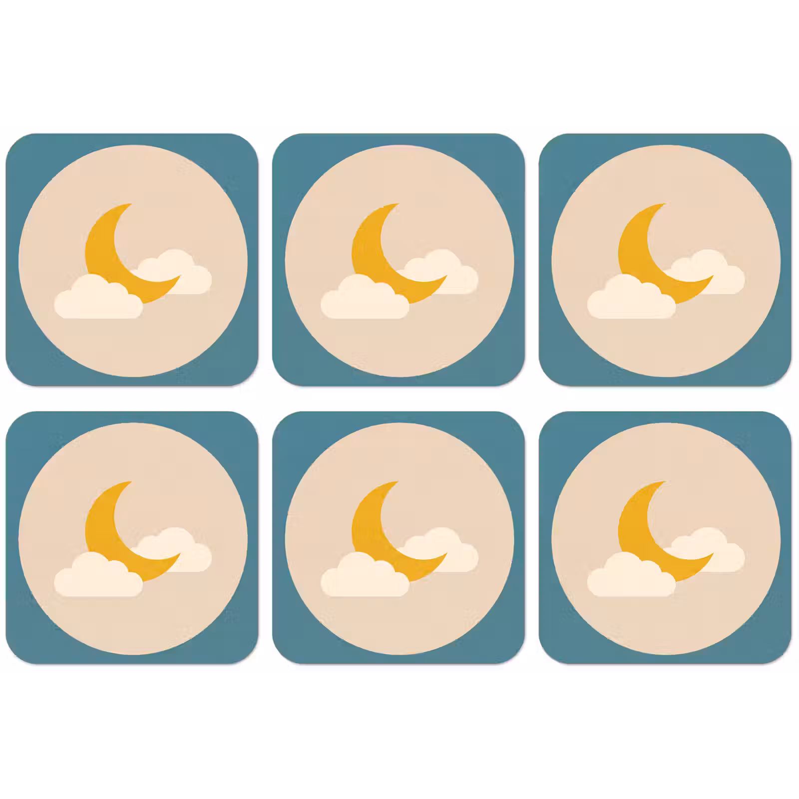 Untersetzer - Mond – Wolken – Natur – Abstrakt – Gelb — 1