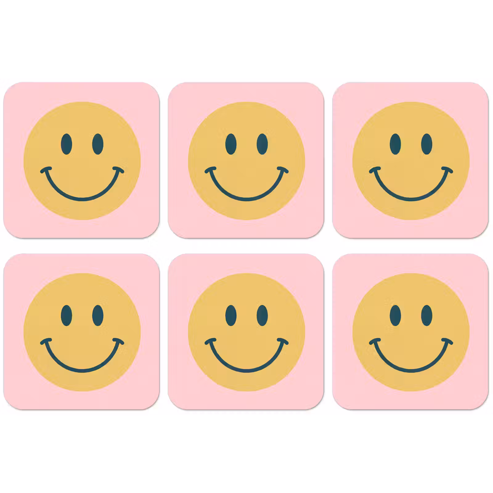 Untersetzer - Smiley – Gelb – Rosa – Symbol – Minimalistisch — 1
