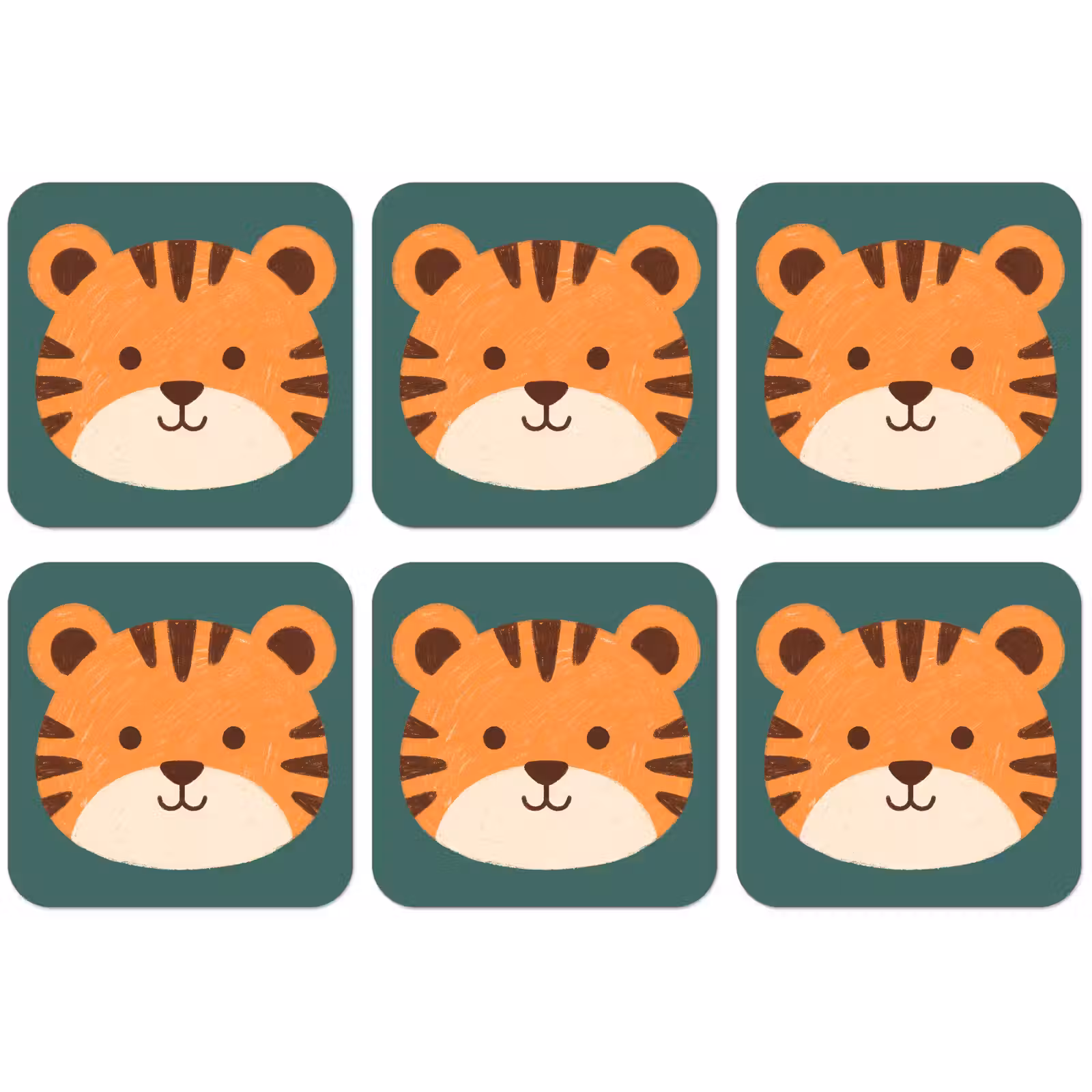 Untersetzer - Tiere – Kopf – Orange – Illustration – Modern — 1