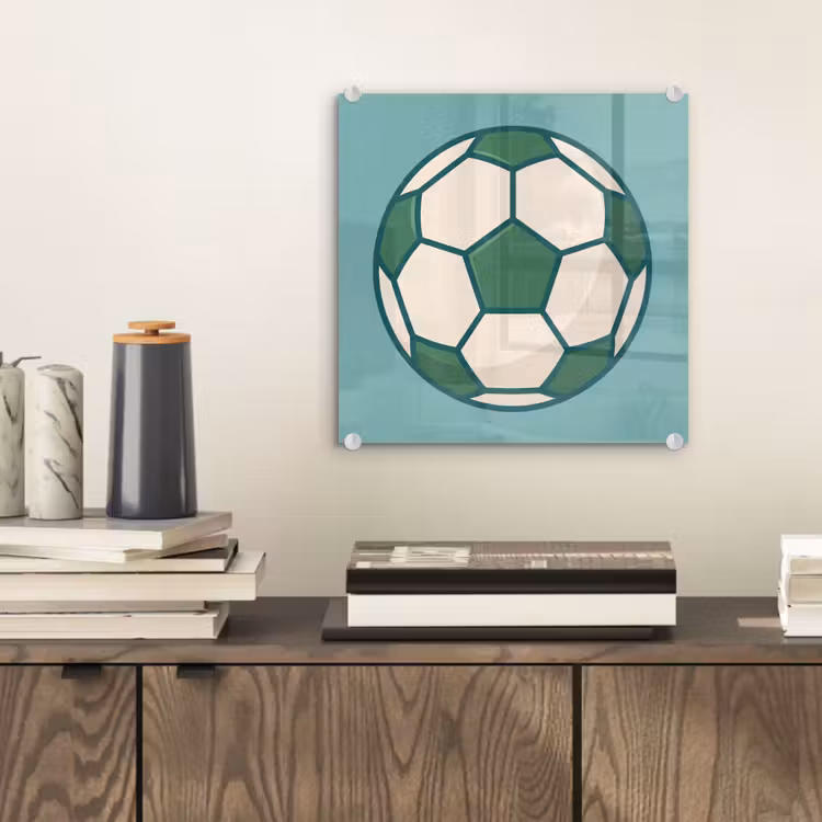 Glasbild - Fußball – Geometrisch – Sport – Illustration – Blaugrün — 2