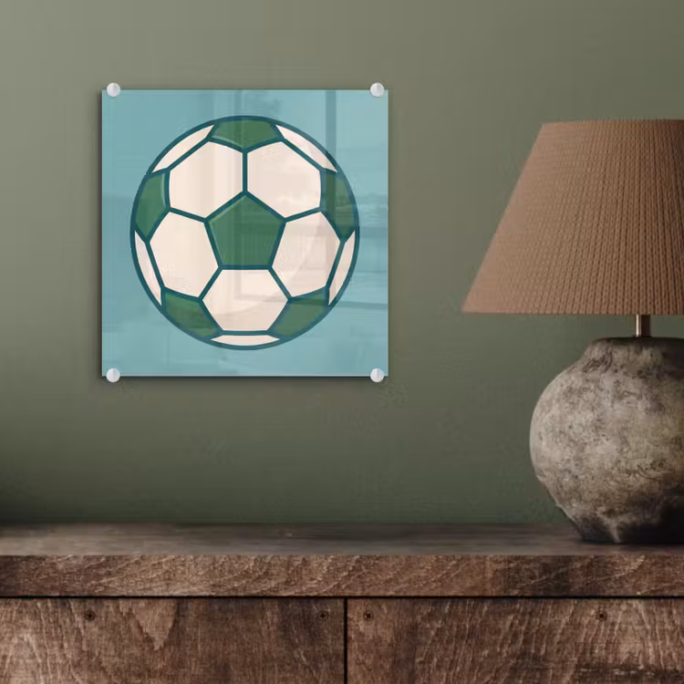 Glasbild - Fußball – Geometrisch – Sport – Illustration – Blaugrün — 4