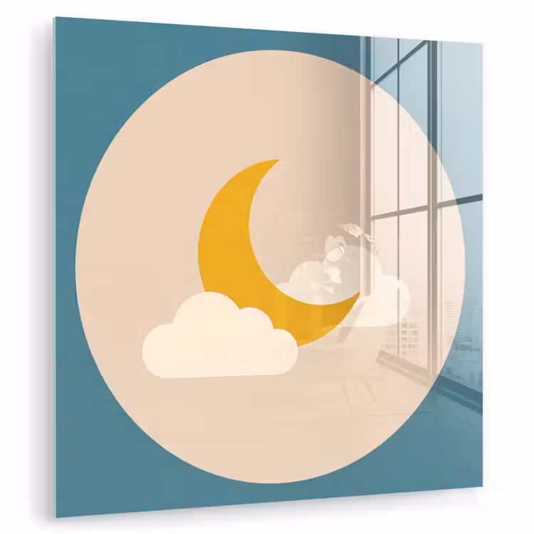 Glasbild - Mond – Wolken – Natur – Abstrakt – Gelb — 1