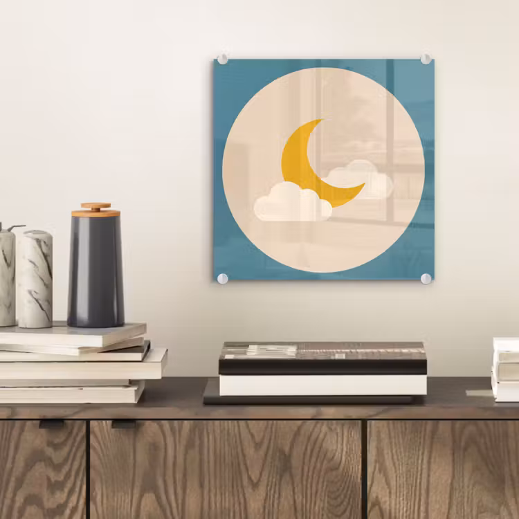 Glasbild - Mond – Wolken – Natur – Abstrakt – Gelb — 2