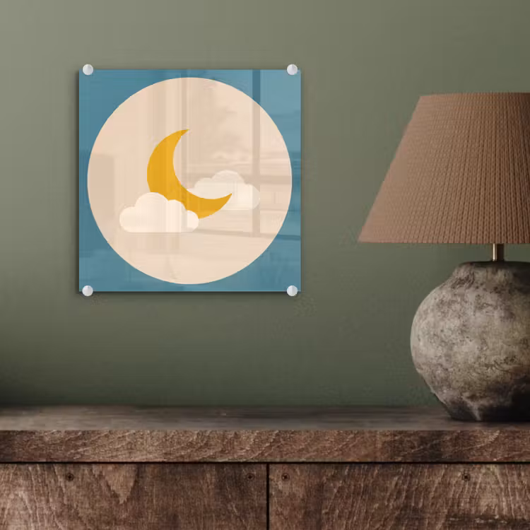 Glasbild - Mond – Wolken – Natur – Abstrakt – Gelb — 4