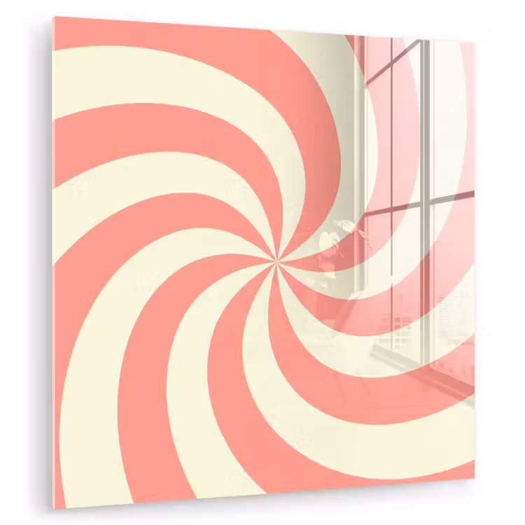Glasbild - Spirale – Muster – Abstrakt – Rosa – Beige — 1