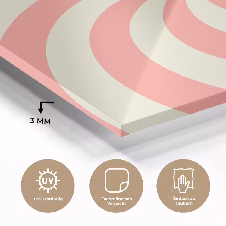 Glasbild - Spirale – Muster – Abstrakt – Rosa – Beige — 3
