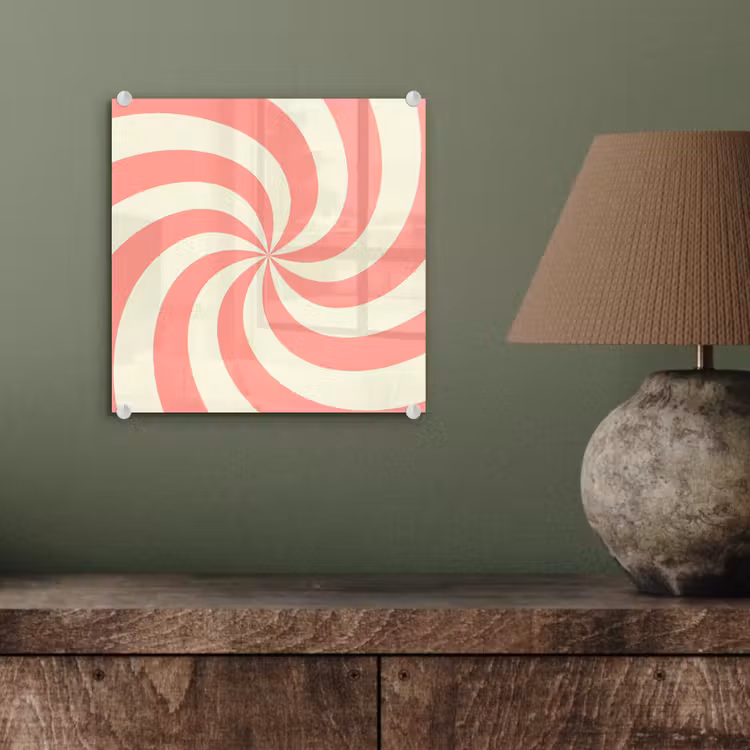 Glasbild - Spirale – Muster – Abstrakt – Rosa – Beige — 4