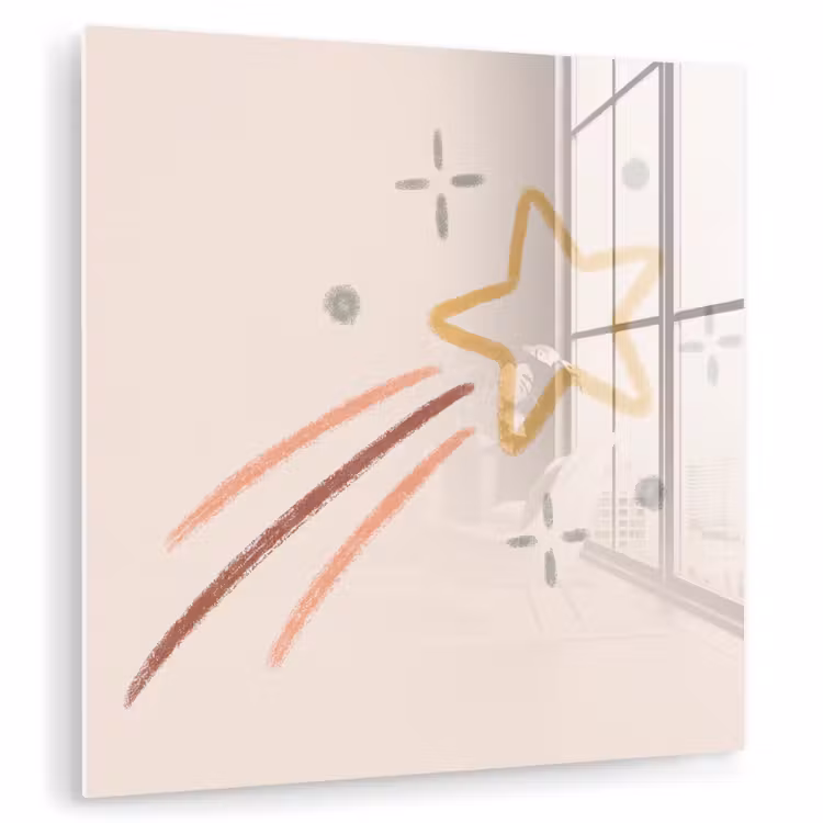 Glasbild - Stern – Fallend – Illustration – Pastell — 1