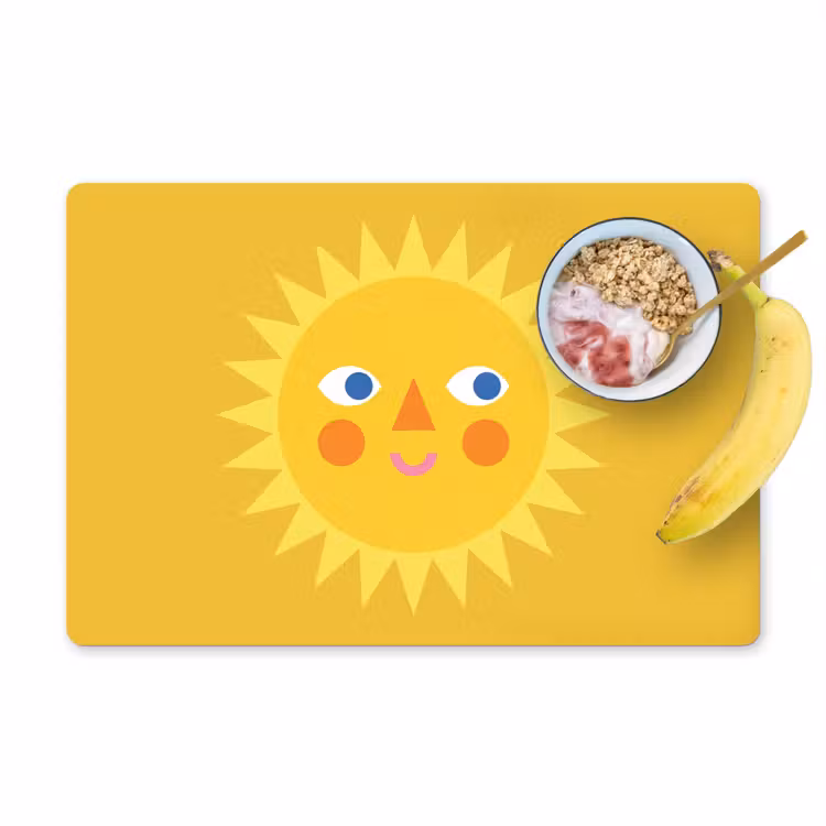 Tischset - 6 Stück - Sonne – Gesicht – Sommer – Illustration – Gelb — 1