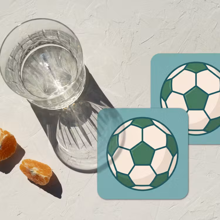 Untersetzer - Fußball – Geometrisch – Sport – Illustration – Blaugrün — 2